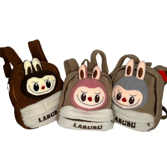 LABUBU Tan and Gray Women's Backpack